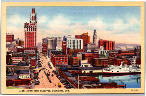 Postcard MD Baltimore Light Street and Wharves