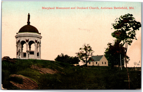 Postcard MD Maryland Monument and Dunkard Church Anitetam Battlefield