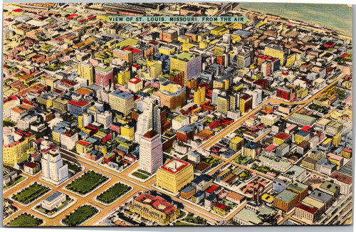 Postcard MO St. Louis view from air aerial