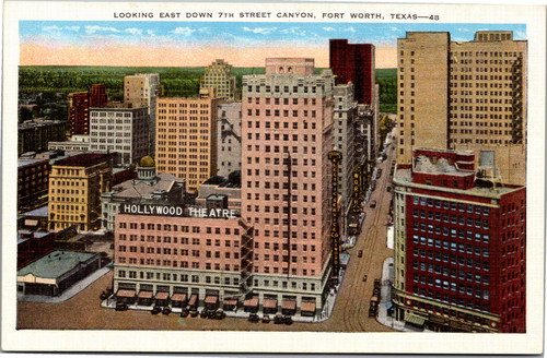 Postcard TX Fort Worth Looking East Down 7th Street