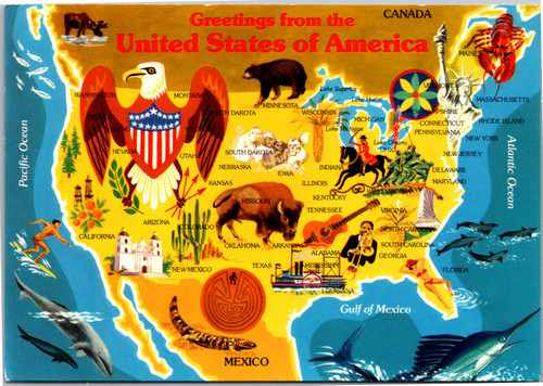 usa map postcard