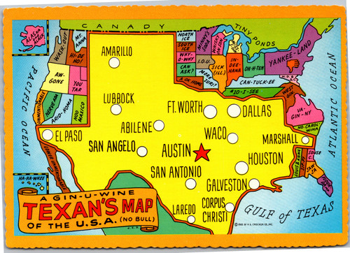 texas map postcard