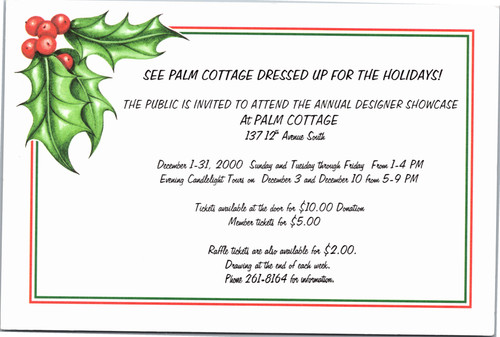 Invite - Palm Cottage Dressed Up for the Holidays Designer Showcase
