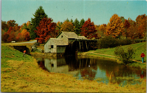 postcard old mill on pond