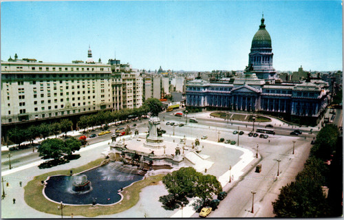 Postcard Argentina Buenos Aires Plaza del Congreso Pan American World Airways