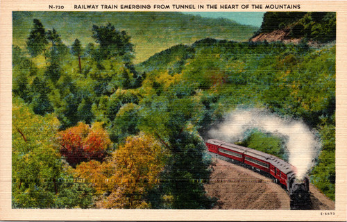 Railway Train Emerging from the Heart of the Mountains