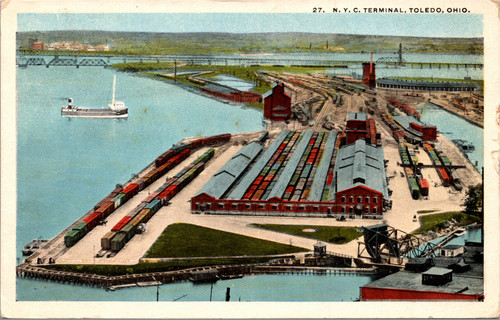 Postcard OH Toledo N.Y.C. Terminal Building aerial view