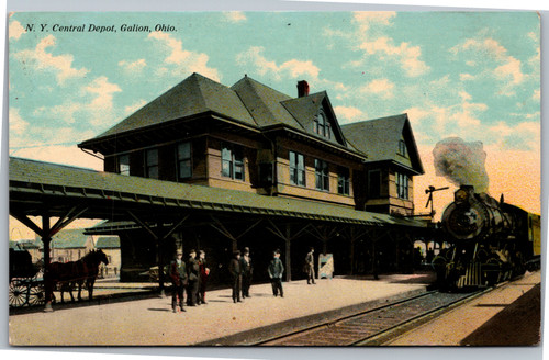 Postcard OH Galion New York Central Depot