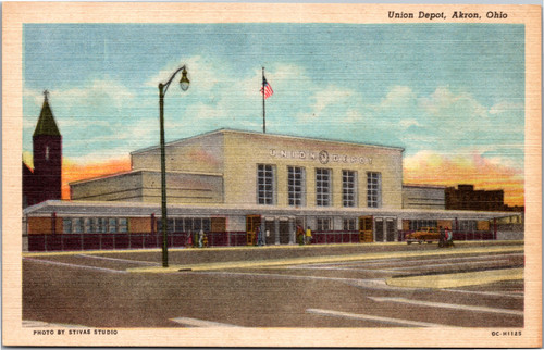 Postcard OH Akron Union Depot