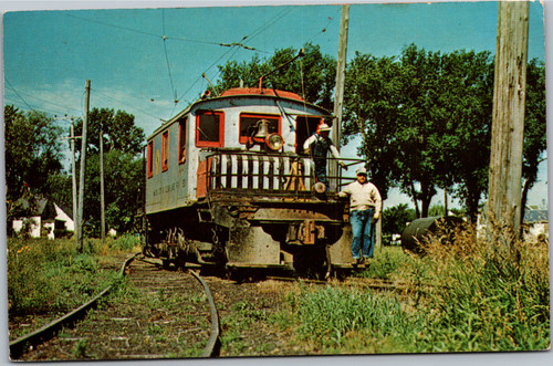 Postcard OH Mason City Clear Lake 53 Baldwin Westinghouse Freight Trolley