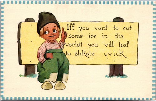 Postcard Dutch Boy Samson Bro vant to cut ice shktate qvick