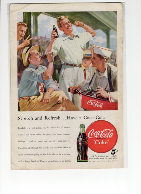 1948 Coke Add Stretch and Refresh Baseball Game / Matson Lurline to Hawaii