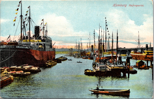 Hamburg Harbor Scene with Ships