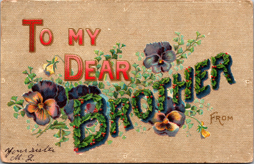 To My Dear Brother Floral Greetings Embossed (41-830)