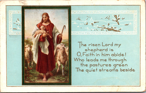 Risen Lord Shepherd Lambs Easter Verse Jesus