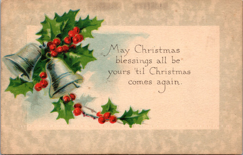 May Christmas blessings all be yours - Gibson Lines holly and belles