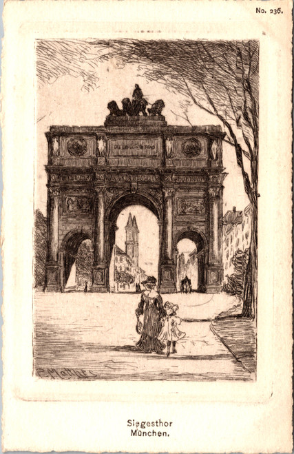 Siegestor triumphal arch etching - Paul Matthes Siegestor triumphal arch etching - Paul Matthes