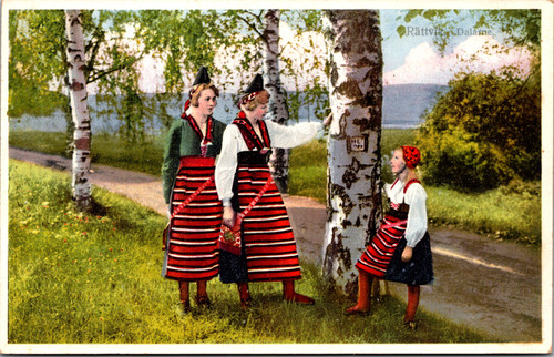 Rättvik Dalarna Sweden  Women & Girl in Traditional Folk Costume