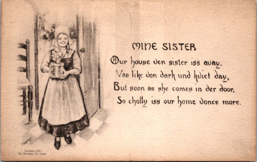 Drysdale 1911 Mine Sister dutch girl with pot of flowers Drysdale 1911 Mine Sister dutch girl with pot of flowers