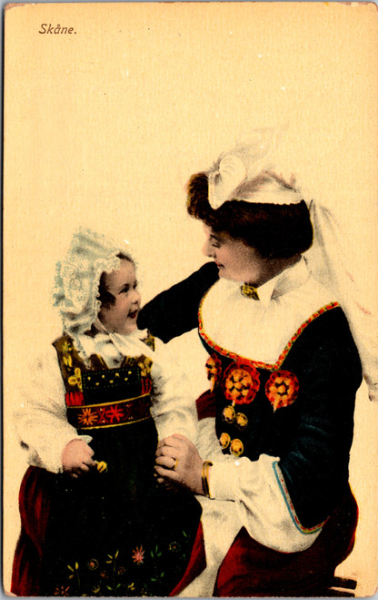 Skane Sweden - Mother and Child in traditional folk dress