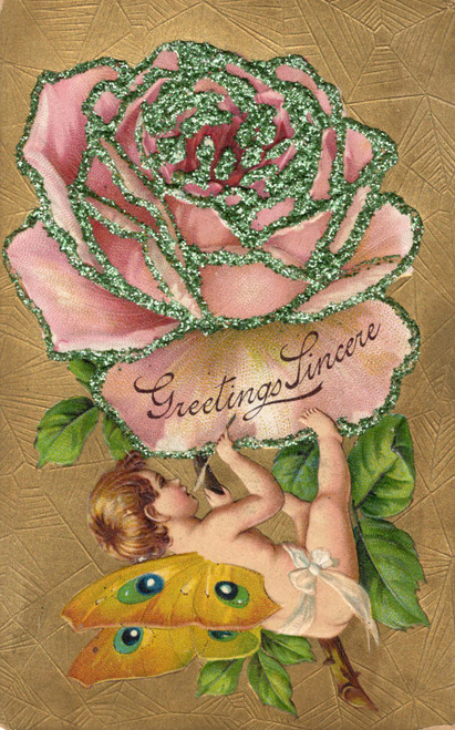 Cherub signing flower glitter Cherub signing flower glitter