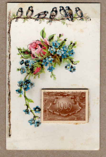 1909 Calendar with flowers and birds