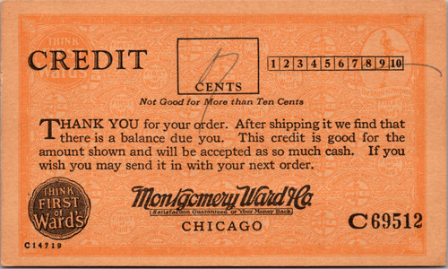 Montgomery Ward Chicago Credit notice
