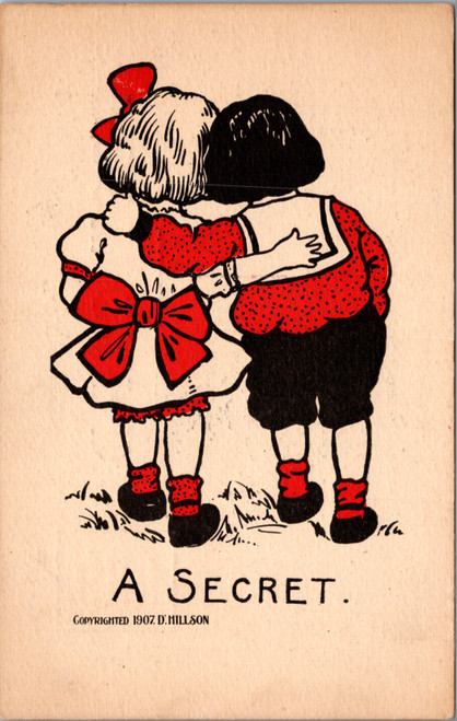 A Secret - boy and girl arm in arm 1907 D. Hillson A Secret - boy and girl arm in arm 1907 D. Hillson