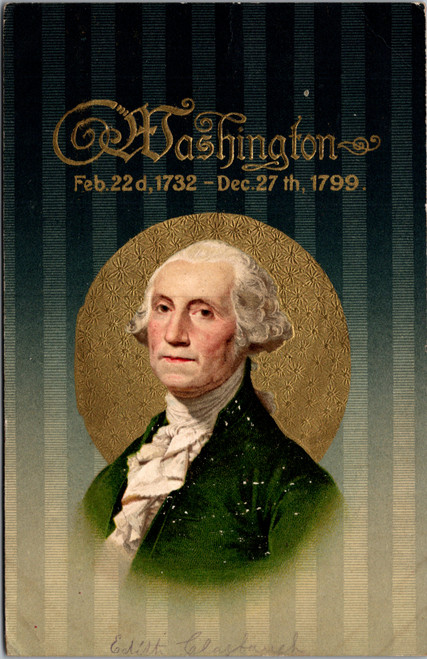 George Washington on green background