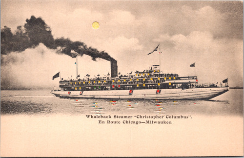 Hold To Light - Whaleback Steamer Christopher Columbus en Route Chicago Milwaukee
