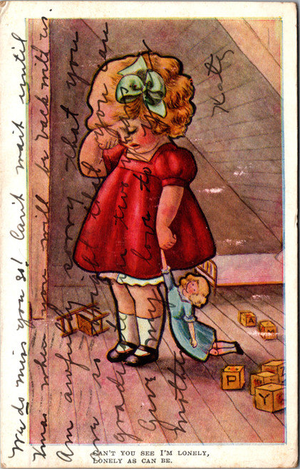 Sad Girl crying doll and blocks Can't you see I'm lonely, lonely as can be