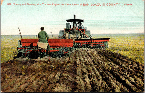 Plowing and Seeding with Traction Engine on Delta Lands of San Joaquin county