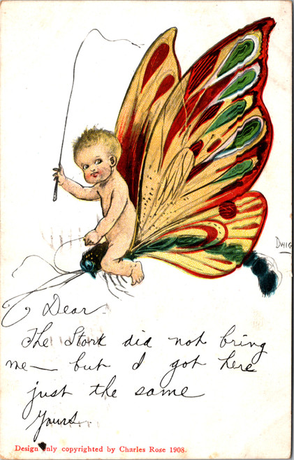 Baby riding butterfly - Stork did not bring me Baby riding butterfly - Stork did not bring me