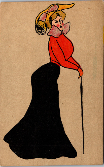 Art Nouveau lady with hat and cane Art Nouveau lady with hat and cane