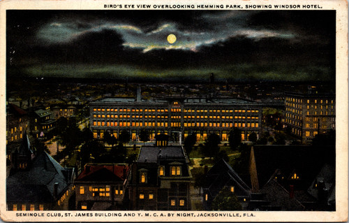 Hemming Park Bird's Eye night Showing Windsor Hotel Seminole Club