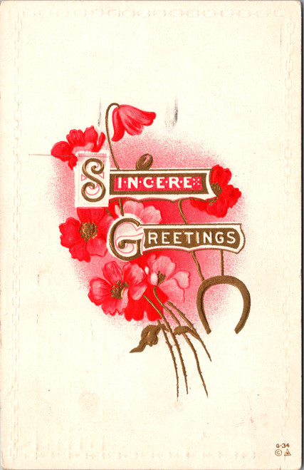 Sincere Greetings Red Poppies and Horseshoe