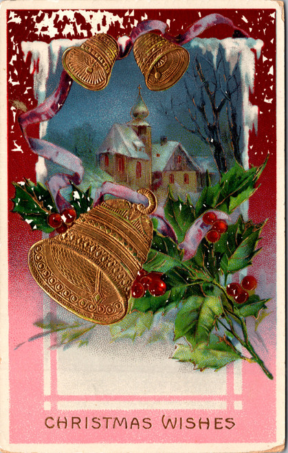 Christmas Wishes - gell card bells and holly