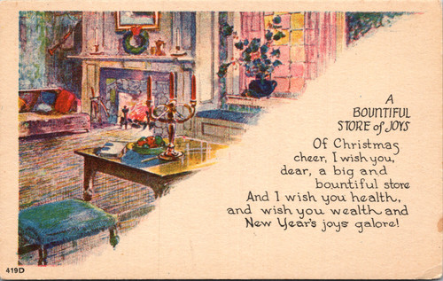 Bountiful Store of Joys Verse Fireplace and Candlelit interior scene