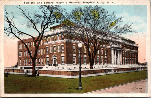 Soldiers and Sailors Masonic Memorial Hospital Utica New York postcard front