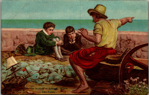 Antique postcard of The Boyhood of Raleigh by John Everett Millais Tate Gallery London