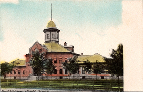 Vintage postcard of the Wabash Railroad Employees Hospital in Peru Indiana