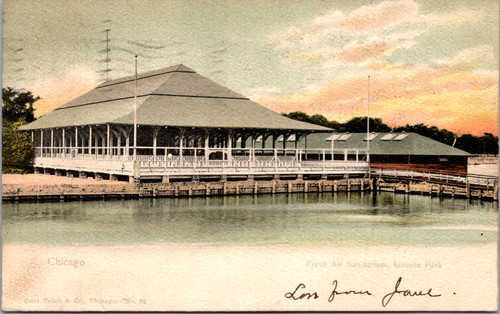 Undivided back era postcard showing Fresh Air Sanitarium at Lincoln Park Chicago
