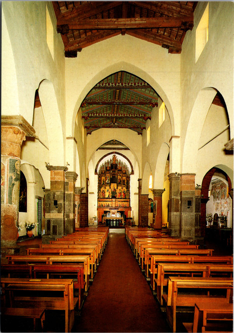 Interior view of Parrocchia Maria Assunta church in Castelbuono Sicily showing nave and altar