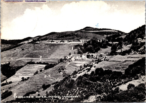 Vintage postcard showing the La Collina panoramic landscape near Pistoia Italy