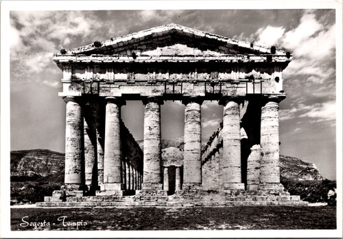 Real photo postcard of the ancient Greek temple at Segesta Sicily Italy