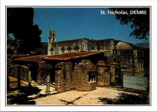 Modern oversize postcard showing the Church of St Nicholas in Demre Antalya Turkey