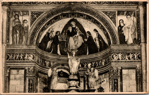 Certosa di Pavia transept fresco by Bergognone Italian art postcard