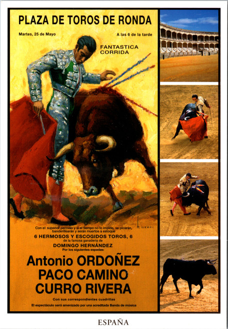 Plaza de Toros de Ronda Spain bullfighting oversize postcard