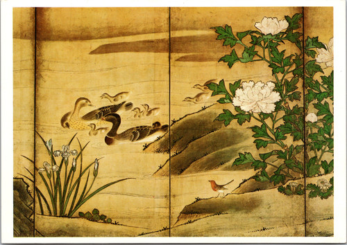 Postcard Birds and Flowers Japanese painting detail Freer Gallery Smithsonian