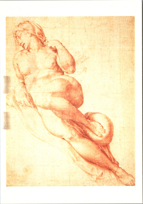 Modern art reproduction postcard featuring Michelangelo Study of Nude